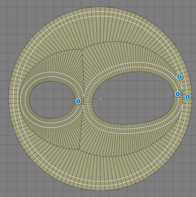 Контур (1) разделён на три части