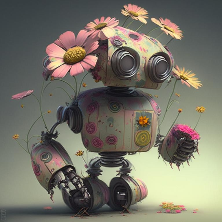 "Робот в цветах" Kandinsky 2.1