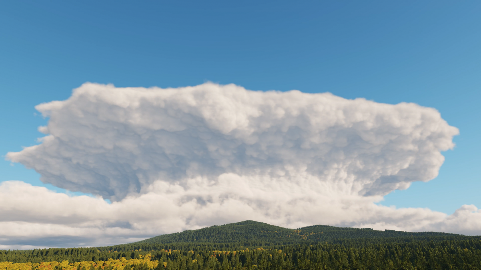Кучево-дождевые облака (Cumulonimbus) над террейном