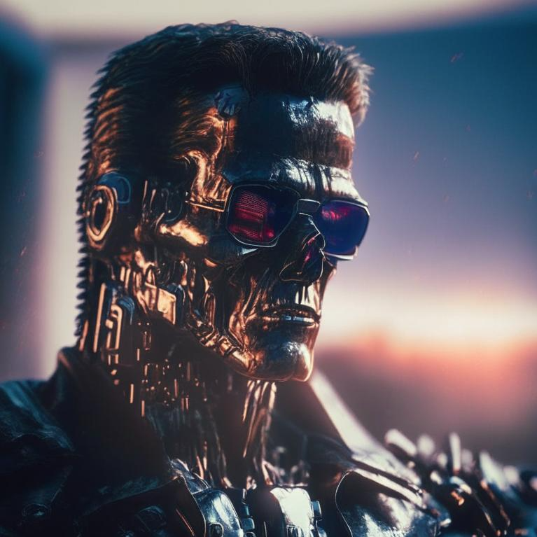 photo of T-800, highly detailed, photography, (side view) 