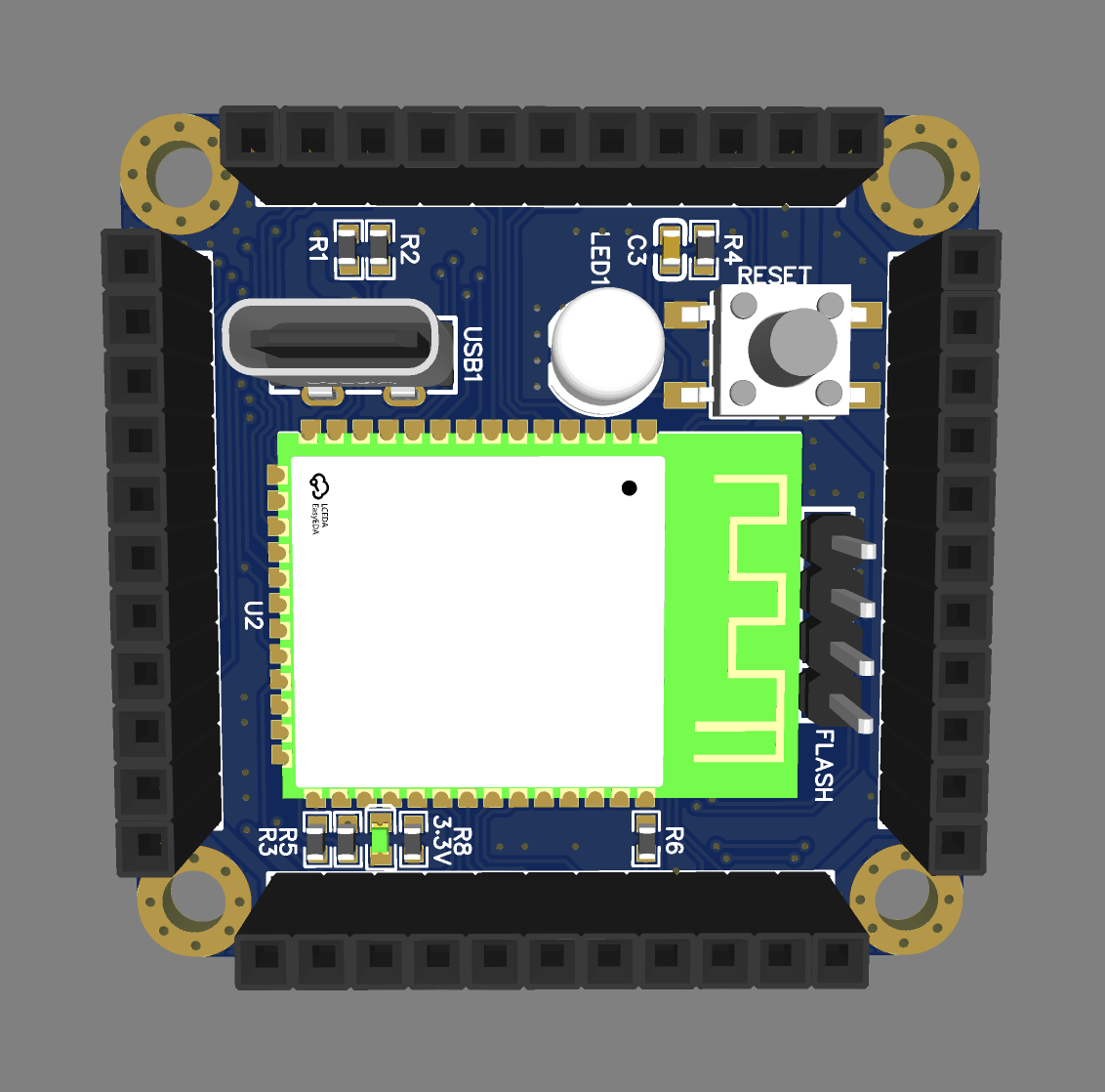 The first version of the CPU module with dimensions of 42x42 mm