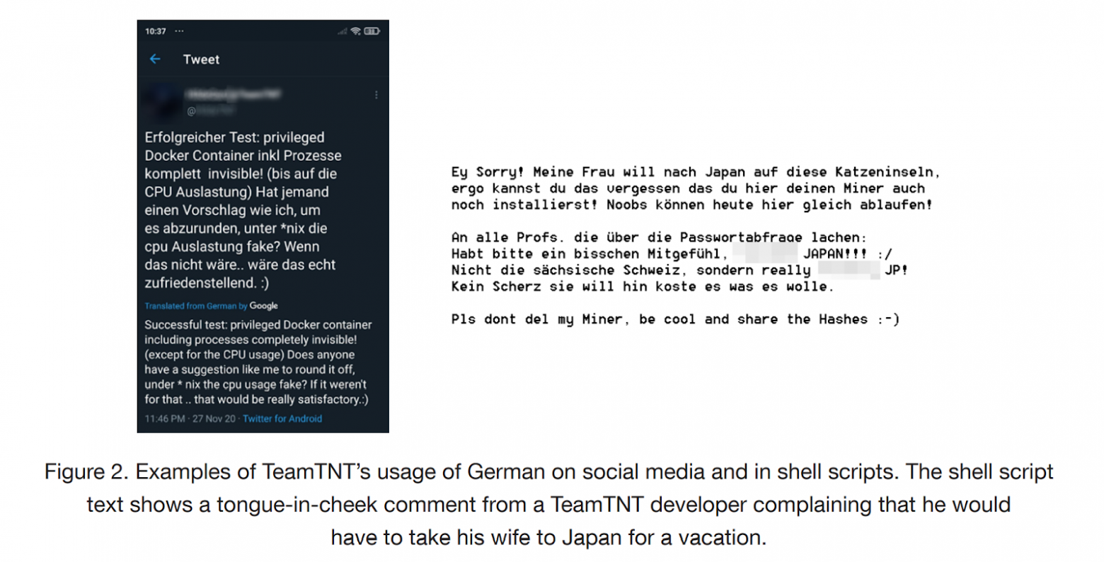 Примеры текстов TeamTNT в соцсетях и скриптах