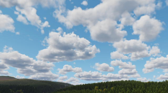 Пример разных предустановленных видов облаков в Unigine
