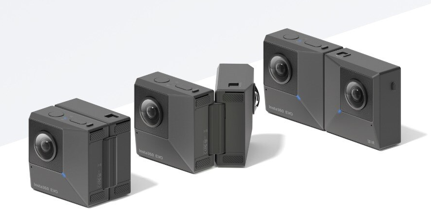Insta360 EVO в сложенном состоянии работает как 360-градусная камера, а в разложенном — как VR180