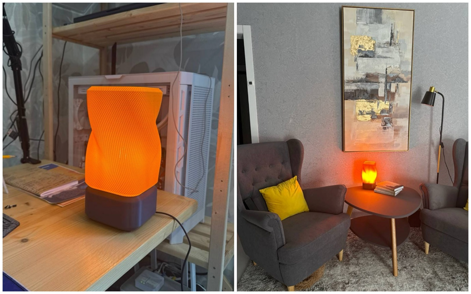 Лампа, напечатанная на 3D-принтере, очень эффектно смотрится в интерьере