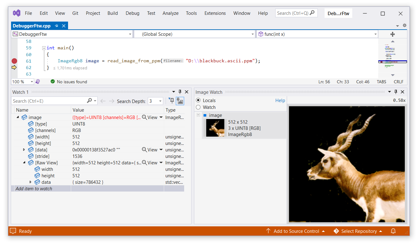 Visual Studio с Image Watch