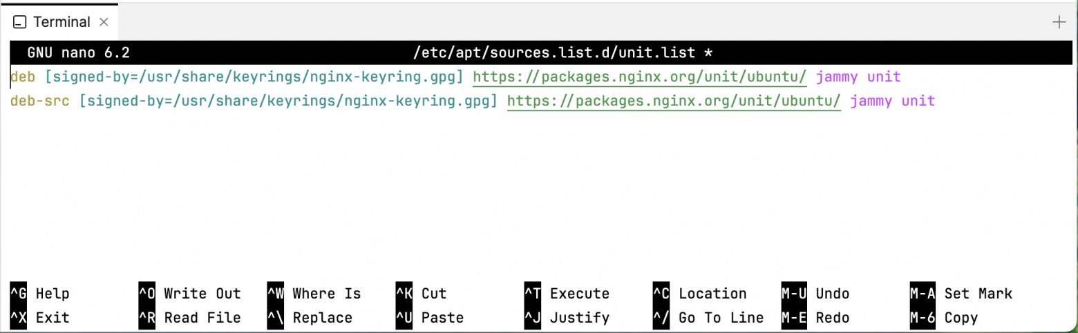 Repositories for Nginx Unit for Ubuntu 22.04 version