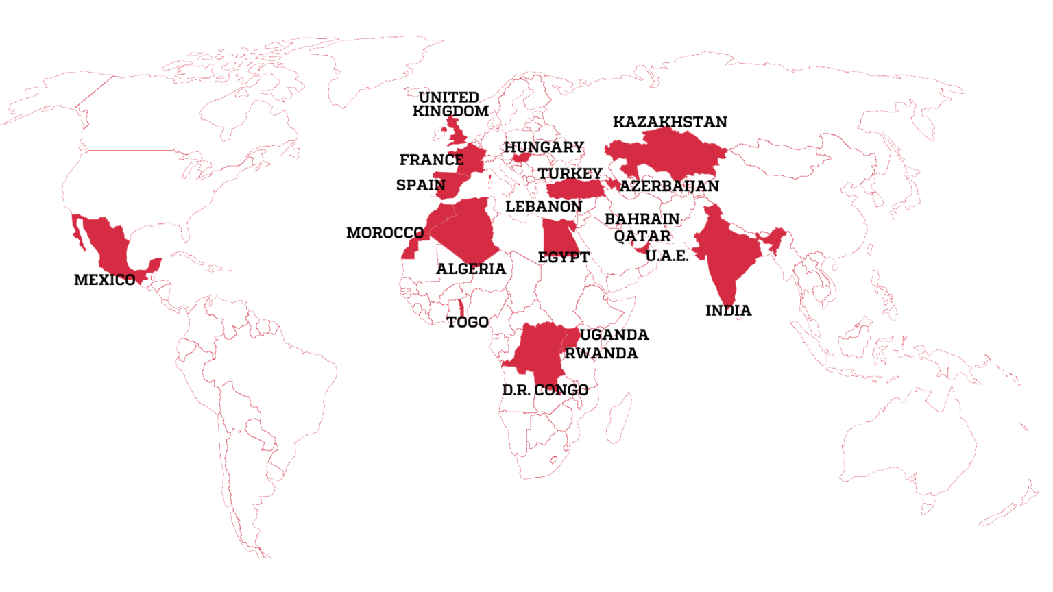 Страны, в которых, согласно списку, через программы NGO ведётся слежка за журналистами. Источник: forbiddenstories.org