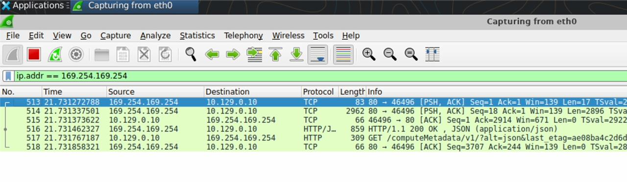 Скриншот с Wireshark: работа google_guest_agent