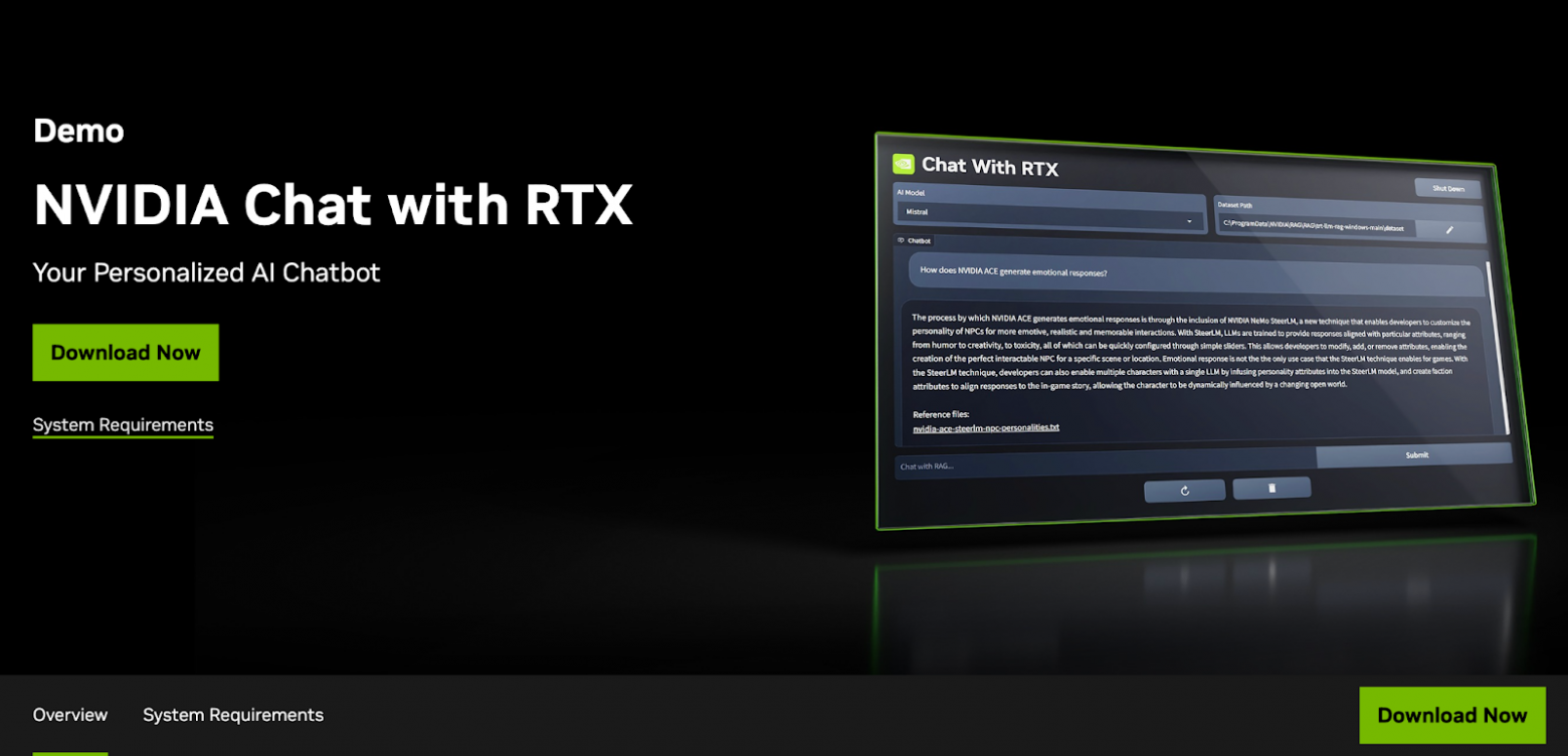 Сама Nvidia называет текущую версию Chat with RTX демонстрационной, поэтому многого от нее не ждите