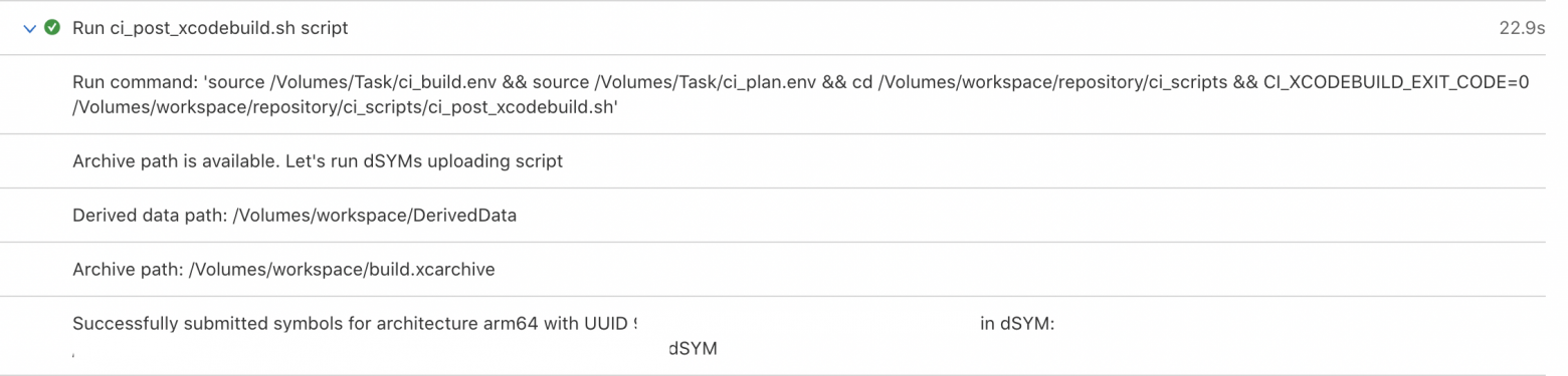 Логи из Xcode cloud Логи из Xcode cloud