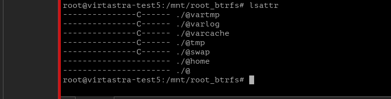 Выставленные атрибуты nocow Выставленные атрибуты nocow