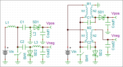 SEPIC-Ćuk split-rail converter circuits
