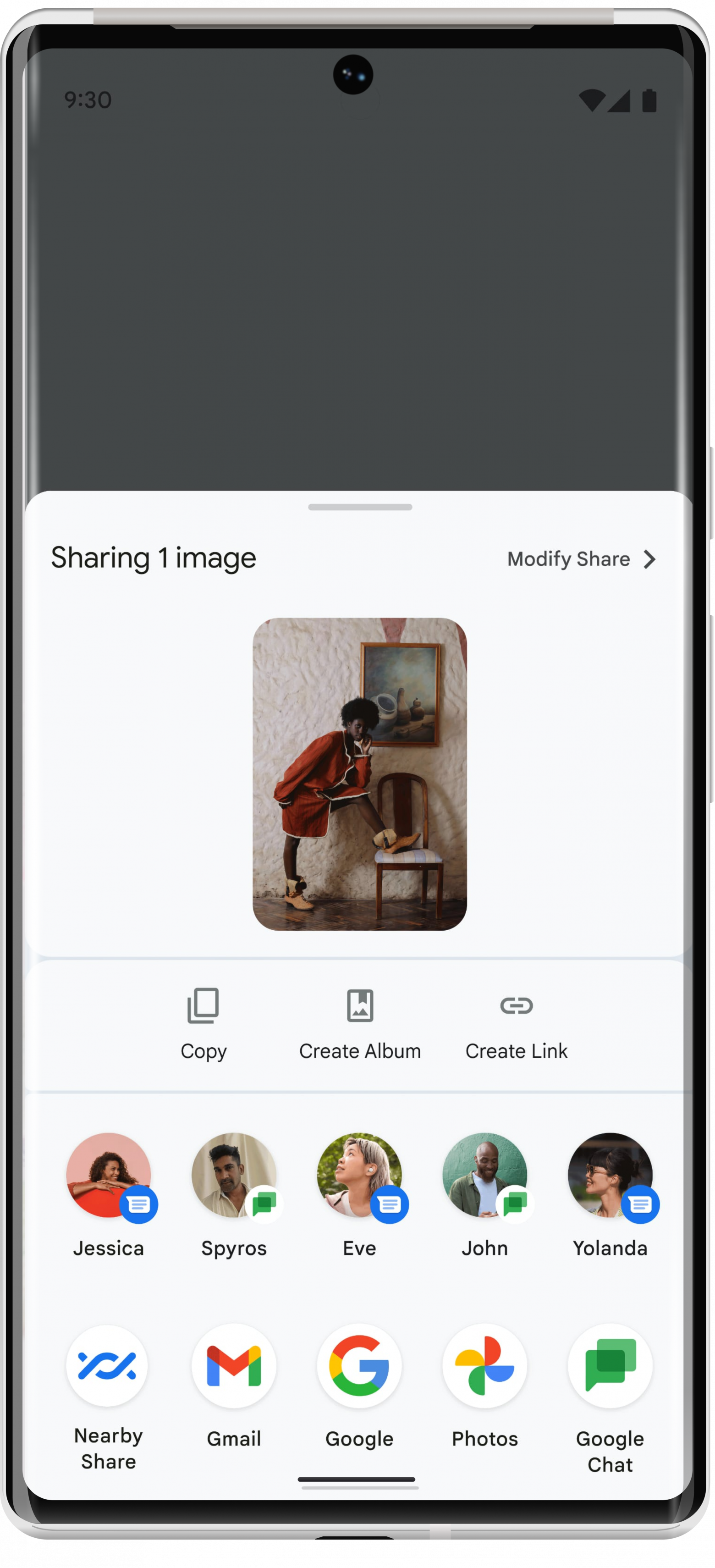 Обновленный Share Sheet в Android 14
