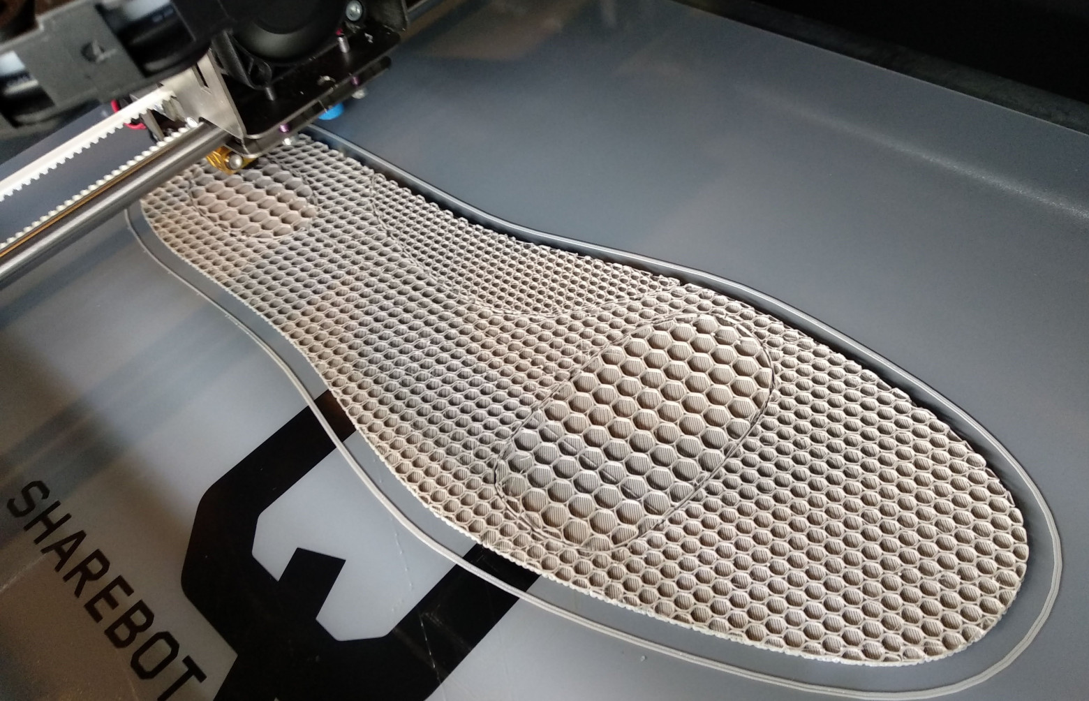 Создание кастомизированных стелек с помощью 3D-принтера Sharebot Q, который помог достичь великолепных результатов со сложными в использовании гибкими эластомерами