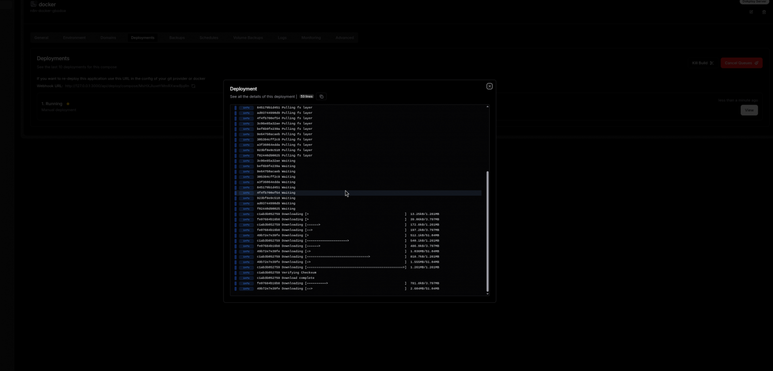 логи n8n установки