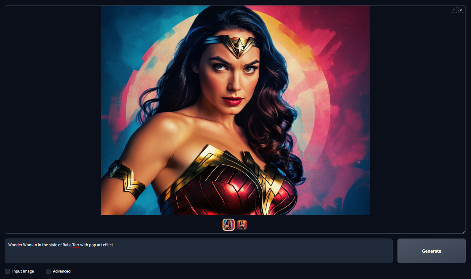 Wonder Woman in the style of Babs Tarr with pop art effect. Согласитесь, темная тема гораздо приятнее