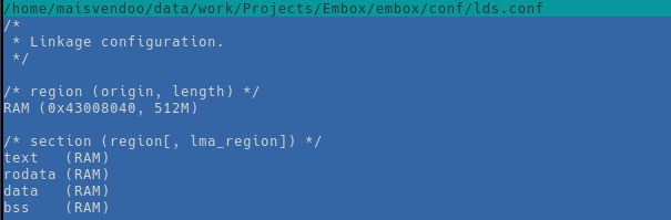 Конфигурация компоновщика при сборке Embox для BPI M1