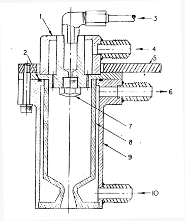 Рисунок 8 Сборочный чертеж небольшого жидкотопливного ракетного двигателя.