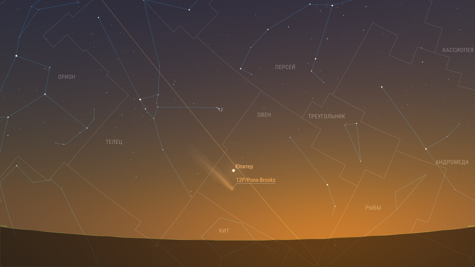 Комета продолжает движение по созвездию Овна и теперь уже удаляется от Юпитера, хотя всё ещё находится рядом с ним. Предполагаемая звездная величина 3,75m. Элонгация 23 градуса.