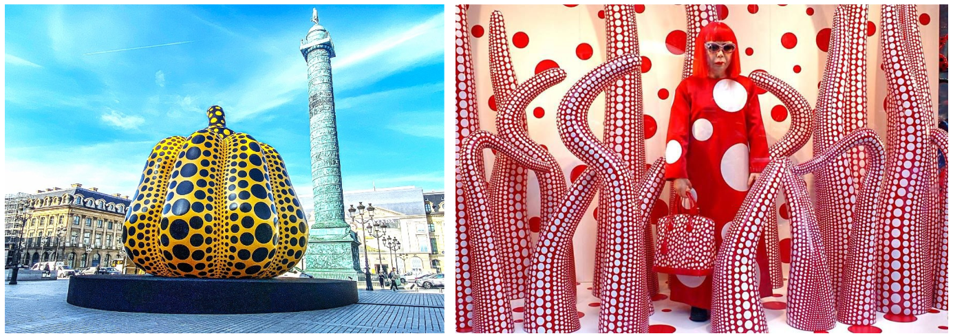 Яёи Кусама и Louis Vuitton. Коллаборация с фирменными точками японской художницы, 2012 и 2023-2024.
