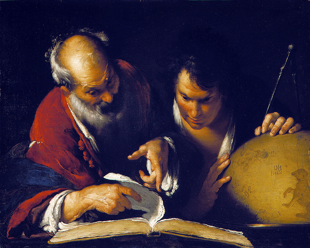 Эратосфен, обучающий в Александрии (1635 г., Бернардо Строцци, Музей Изящных Искусств Монреаля)
