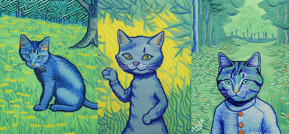 photo of a little blue cat in the woods