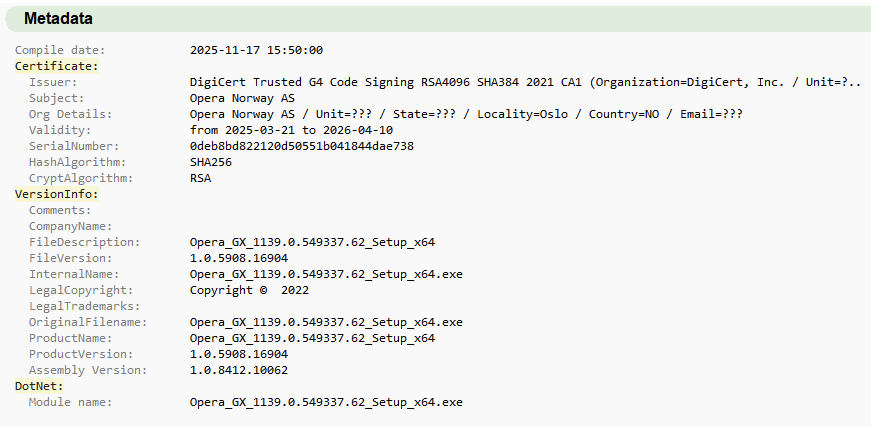 Рис. 2 – Метаданные файла tcpview.exe  