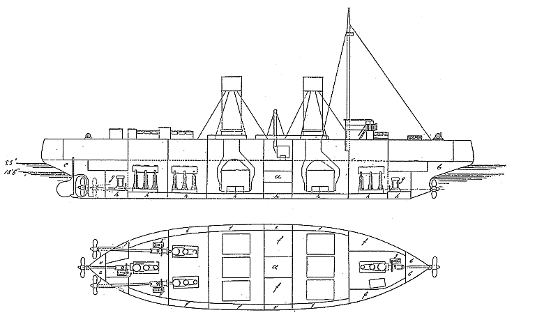 Схема и формы "Ермака" из книги Макарова