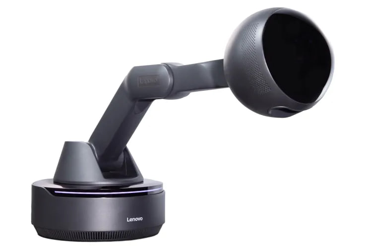 Роборука AI Workmate Concept может выдвигаться и зависать над физическими документами для их сканирования. Изображение: Lenovo