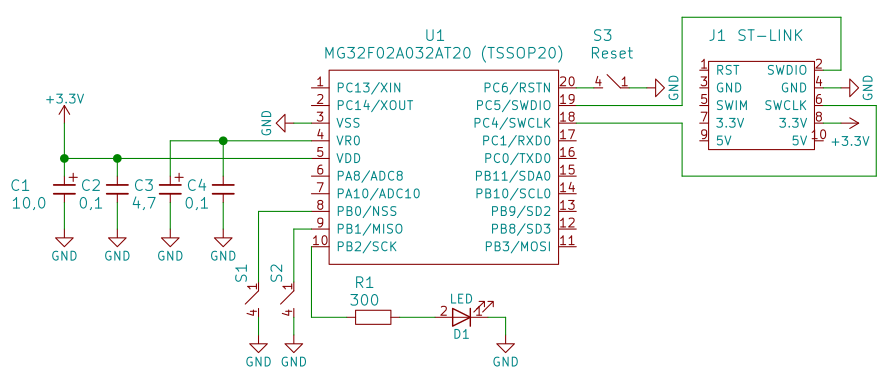 Схема подключения МК MG32F02A032