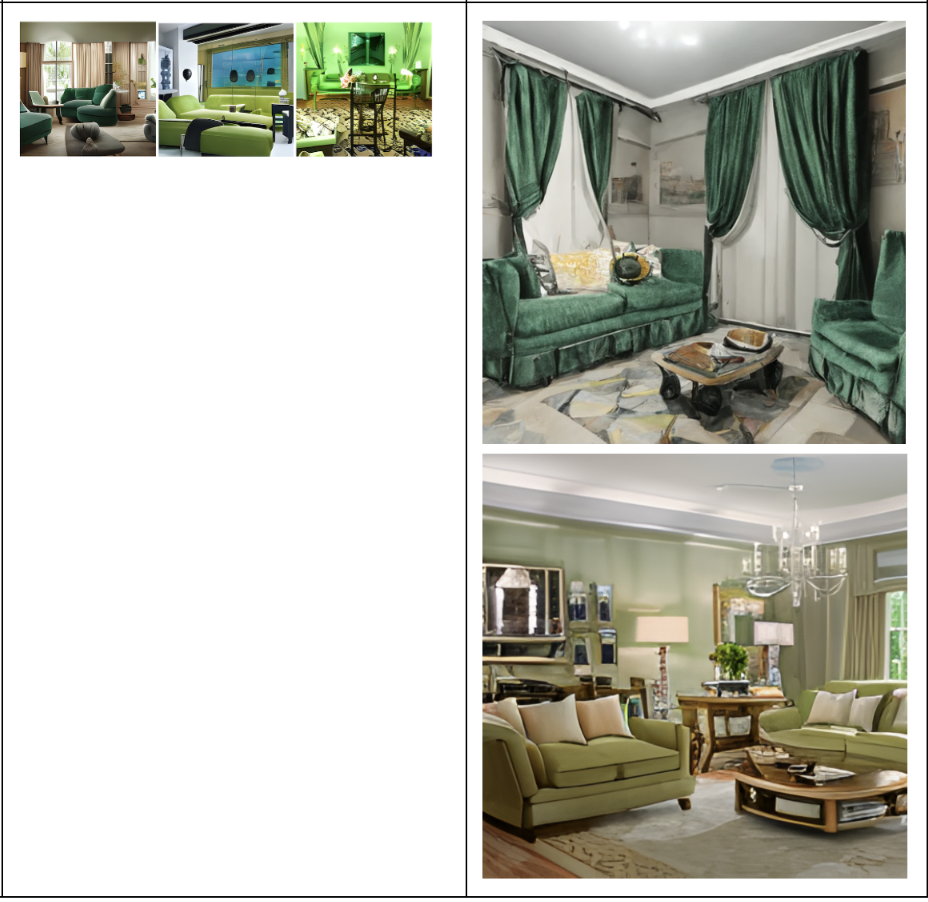 Шикарная гостиная с зелеными креслами (ruDALL-E XL vs Kandinsky)