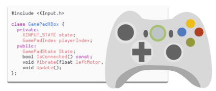 Developers can access the Xbox controller using C++ libraries provided by Microsoft.