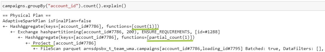Подсчет количества строк в рамках account_id