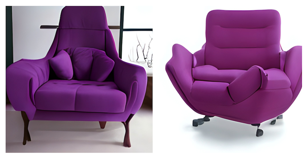 "Современное кресло фиолетового цвета" (“Contemporary purple armchair”)