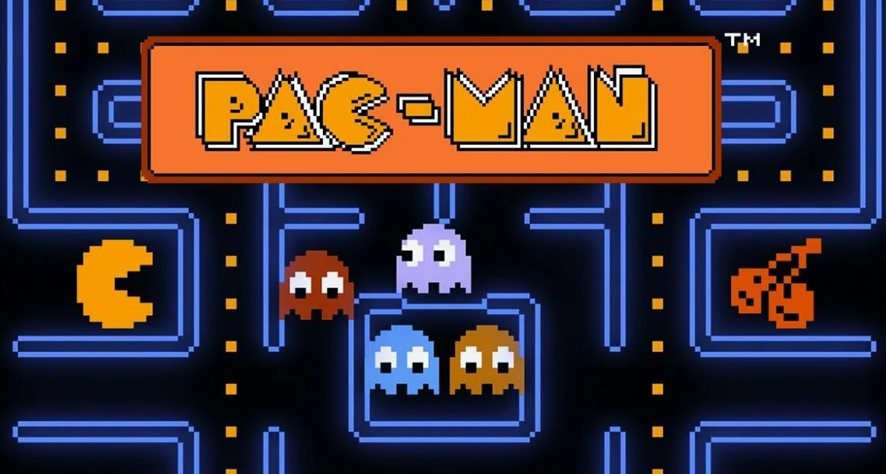 Снимок экрана 8-битной видеоигры Pac-Man. 1980.