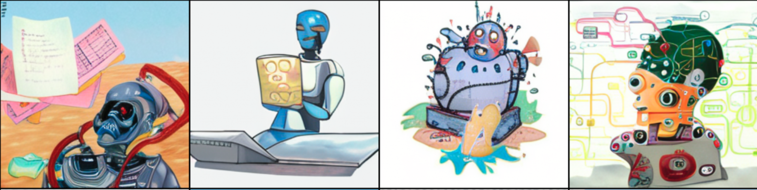 "Робот читает электронные письма", сгенерировано Kandinsky Sber AI, Sber Devices 