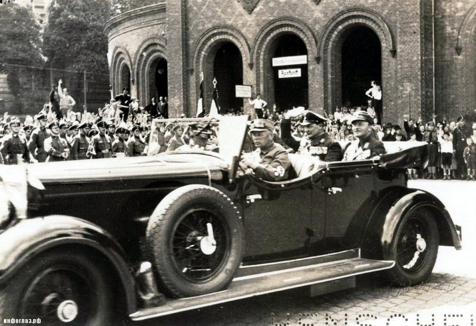 Doble Model F-35. Геринг, 4й президент рейхстага, и немецкий Принц Филипп на заднем сидении Doble Model F-35 Tourer. 1933й год, город Кассель  