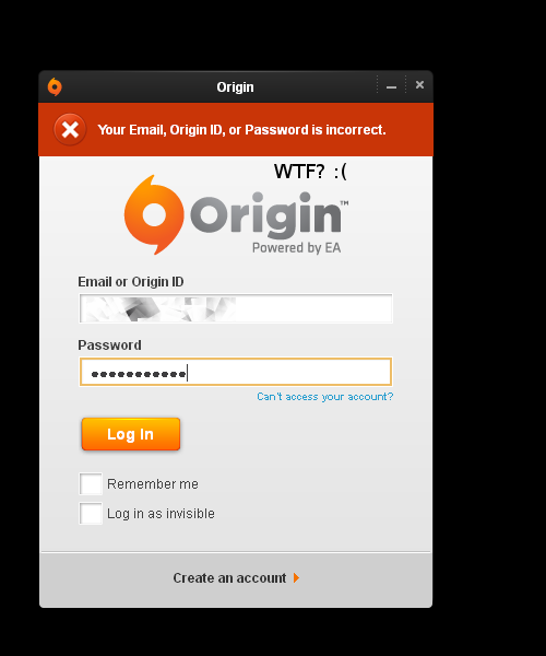 Origin password