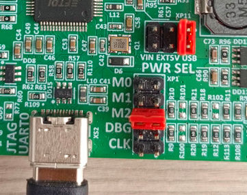 Положение перемычек для XP1 и XP11 на EVU-BA-2.3 для отладки.