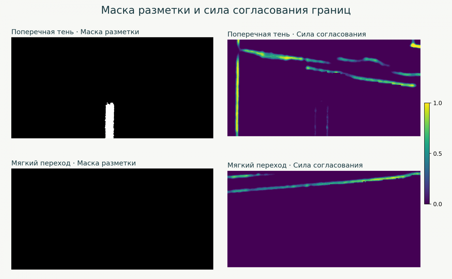 Маски разметки и карты силы коррекции для двух кадров