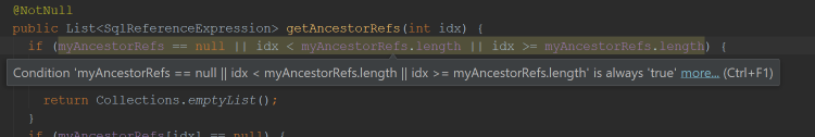 idx &lt; myAncestorRefs.length || idx &gt;= myAncestorRefs.length