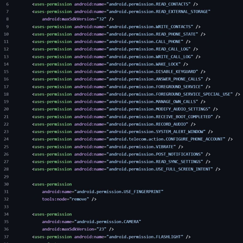 Фрагмент AndroidManifest приложения Goodwy Фрагмент AndroidManifest приложения Goodwy