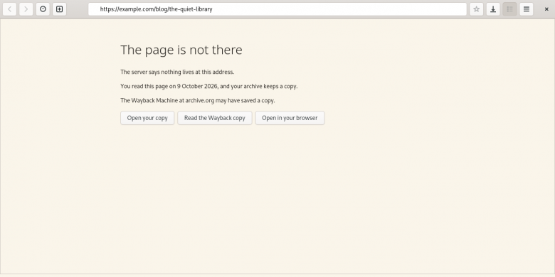 Страницы больше нет: своя копия, Wayback Machine или обычный браузер Страницы больше нет: своя копия, Wayback Machine или обычный браузер