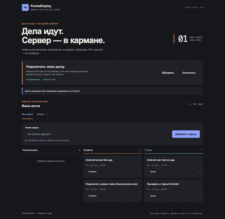 Рабочая доска: четыре задачи получены из Android API