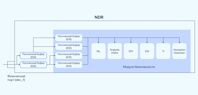 Архитектурная схема обработки поступающего трафика на Гарда NDR Архитектурная схема обработки поступающего трафика на Гарда NDR