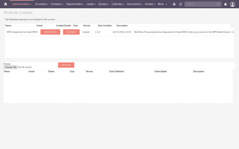 Пакет в Module Loader SuiteCRM 8