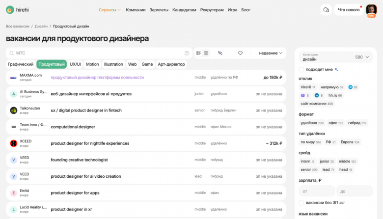 Главная страница hirehi.ru сегодня Главная страница HireHi сегодня