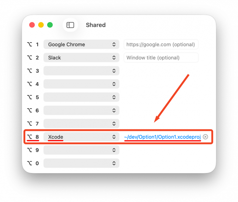 ⌥-8 откроет Option1.xcodeproj в Xcode ⌥-8 откроет Option1.xcodeproj в Xcode