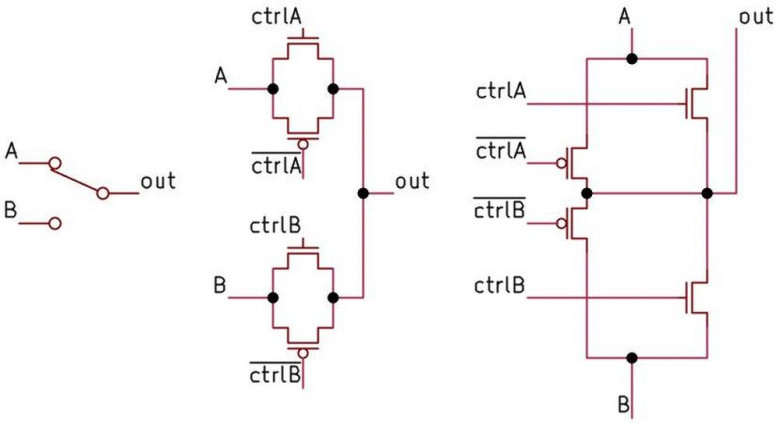 Двухпозиционный КМОП-ключ